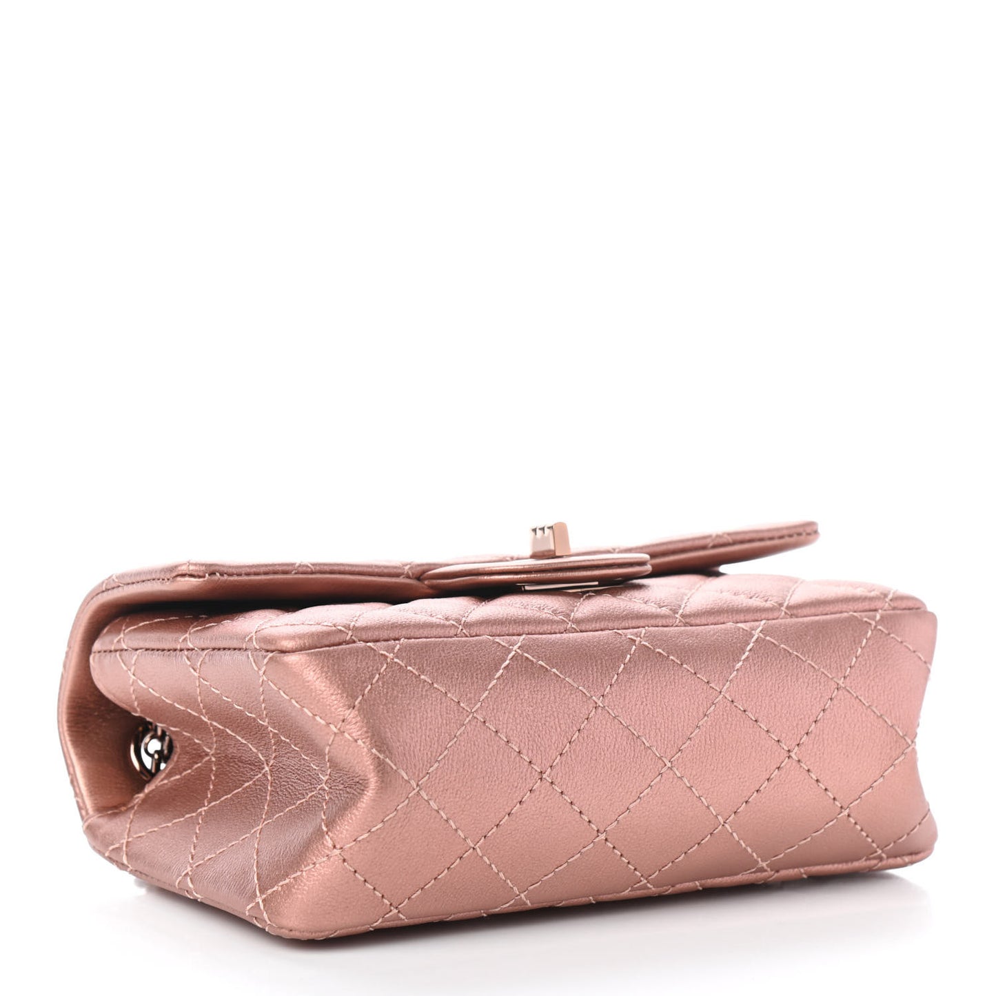 Metallic Grained Calfskin Quilted 2.55 Reissue Mini Flap Copper Pink