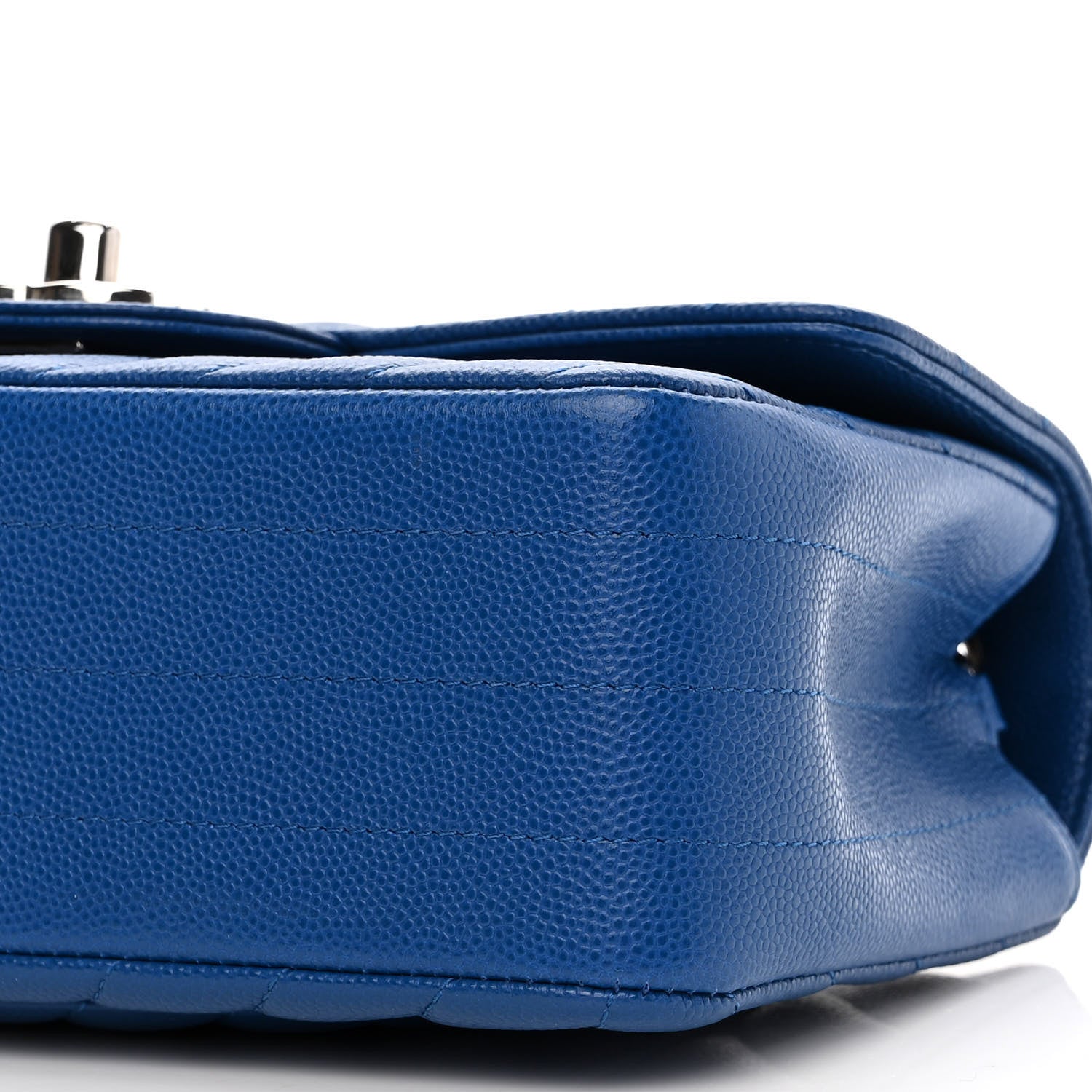 Chanel Caviar Chevron Quilted Mini Rectangular Flap Blue 10 of 10