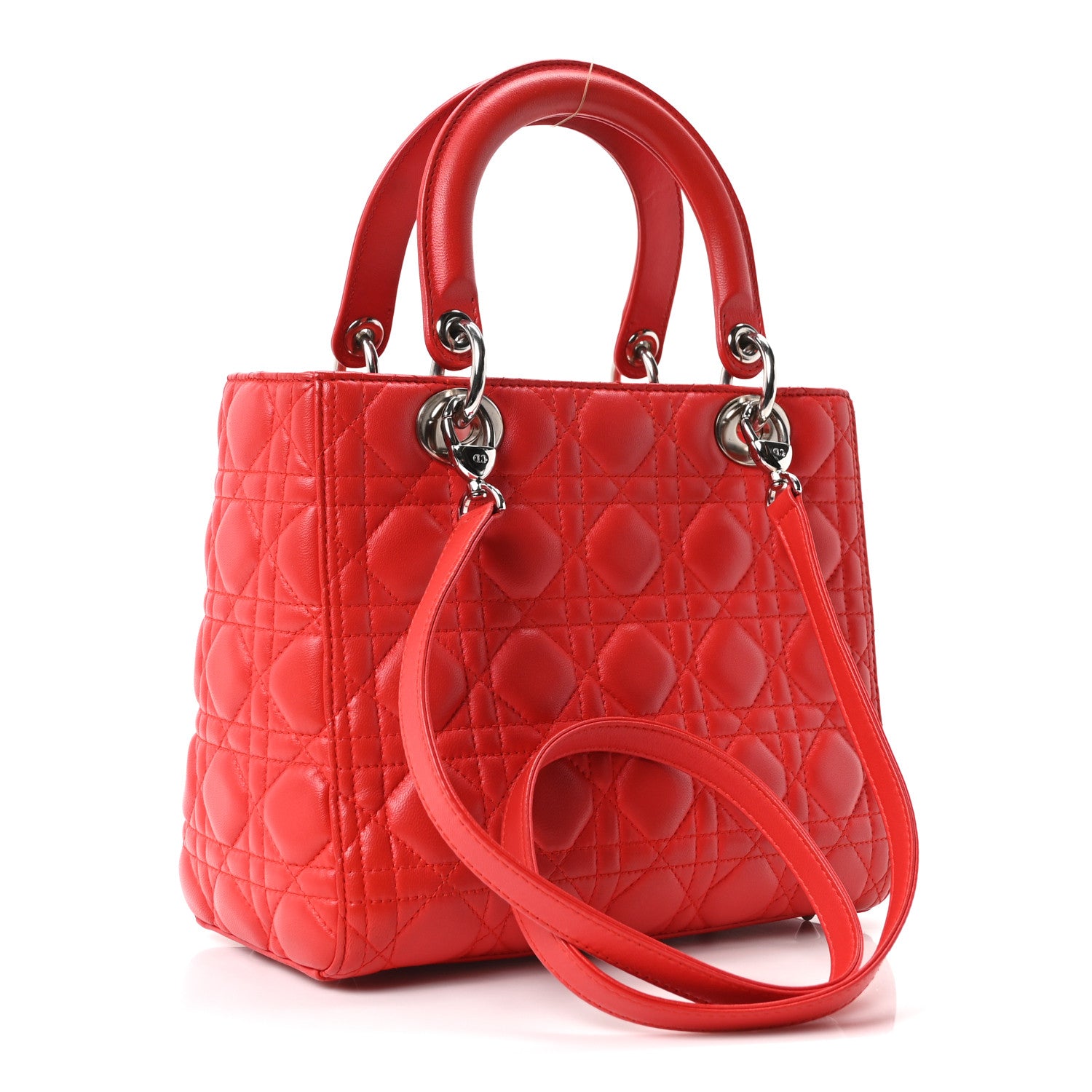 Christian Dior Lambskin Cannage Medium Lady Dior Red 3 of 10