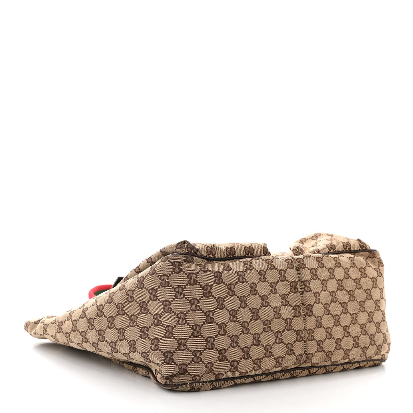 GG Monogram Medium Web Handle Double Pocket Tote Brown