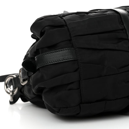 Prada Tessuto Nylon Nappa Braided Gaufre Shopping Satchel Black 9 of 13