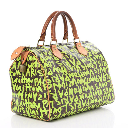 Louis Vuitton Monogram Graffiti Speedy 30 Green 3 of 13