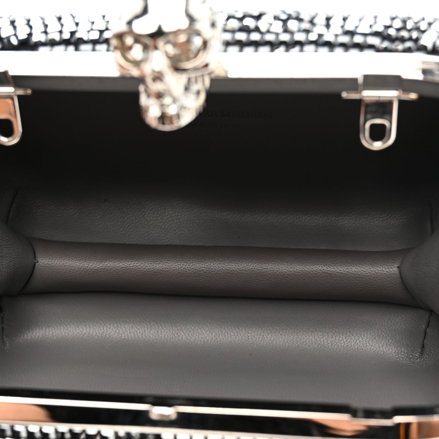 Crystal Knuckle Clutch Charm Silver Black Silver