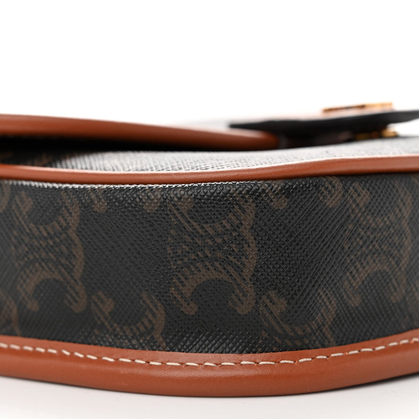 Canvas Calfskin Triomphe Mini Besace Tan