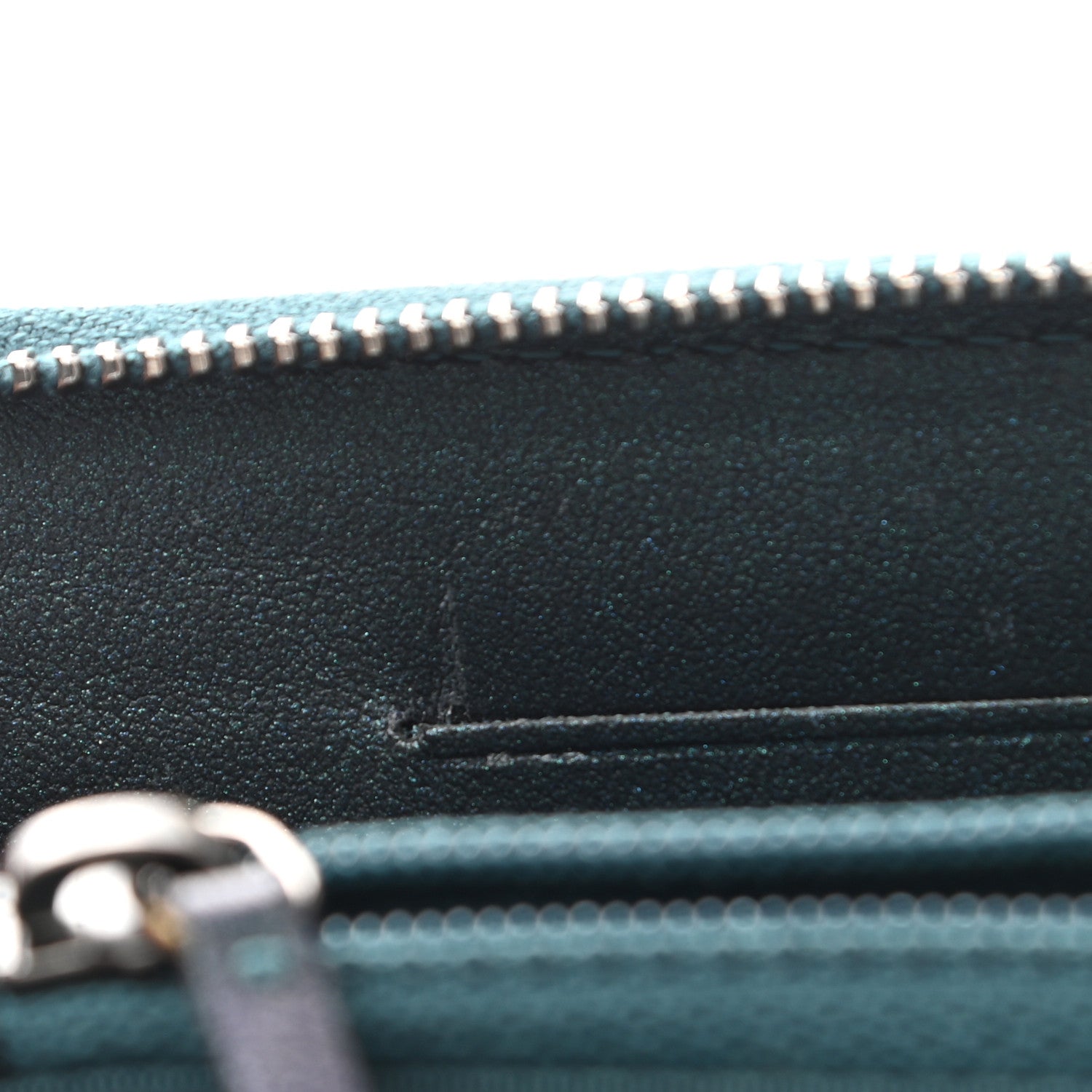 Chanel Iridescent Caviar Quilted Medium Filigree Zip Around Wallet Dark Turquoise 9 of 12