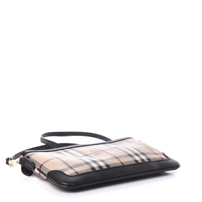 Burberry Haymarket Check Small Peyton Crossbody Clutch Bag Chocolate 3 of 8