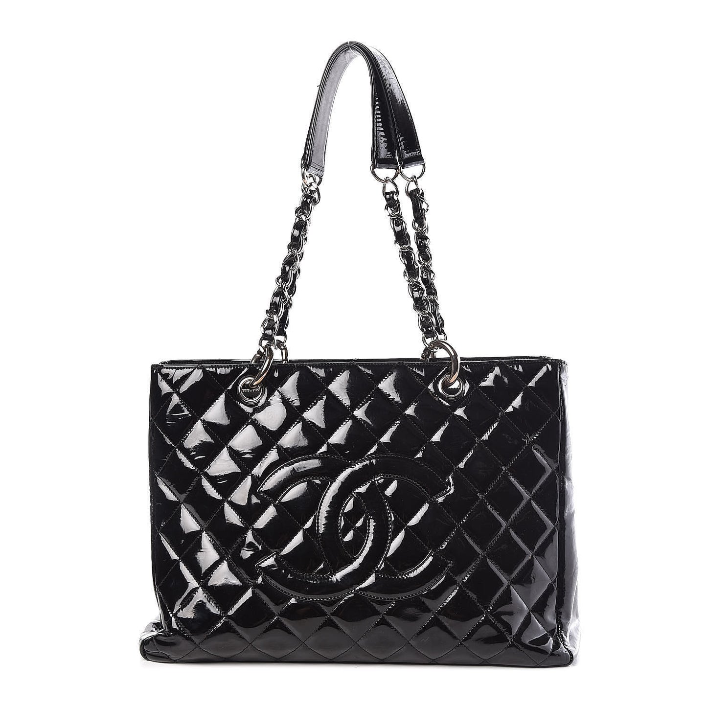 Patent Quilted Grand Shopping Tote GST Black