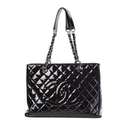 Chanel Patent Quilted Grand Shopping Tote GST Black 1 of 19