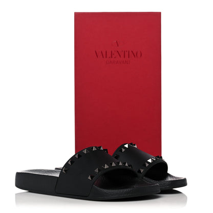 Valentino Garavani Rubber Rockstud Slide Sandals 38 Black 12 of 12