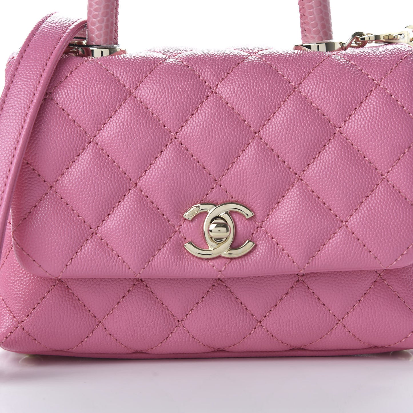 Caviar Quilted Lizard Embossed Extra Mini Coco Handle Flap Pink