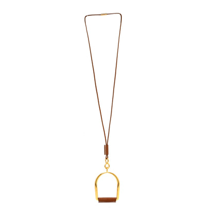 Hermes Barenia Heritage Equestre Pendant Necklace Gold 3 of 5