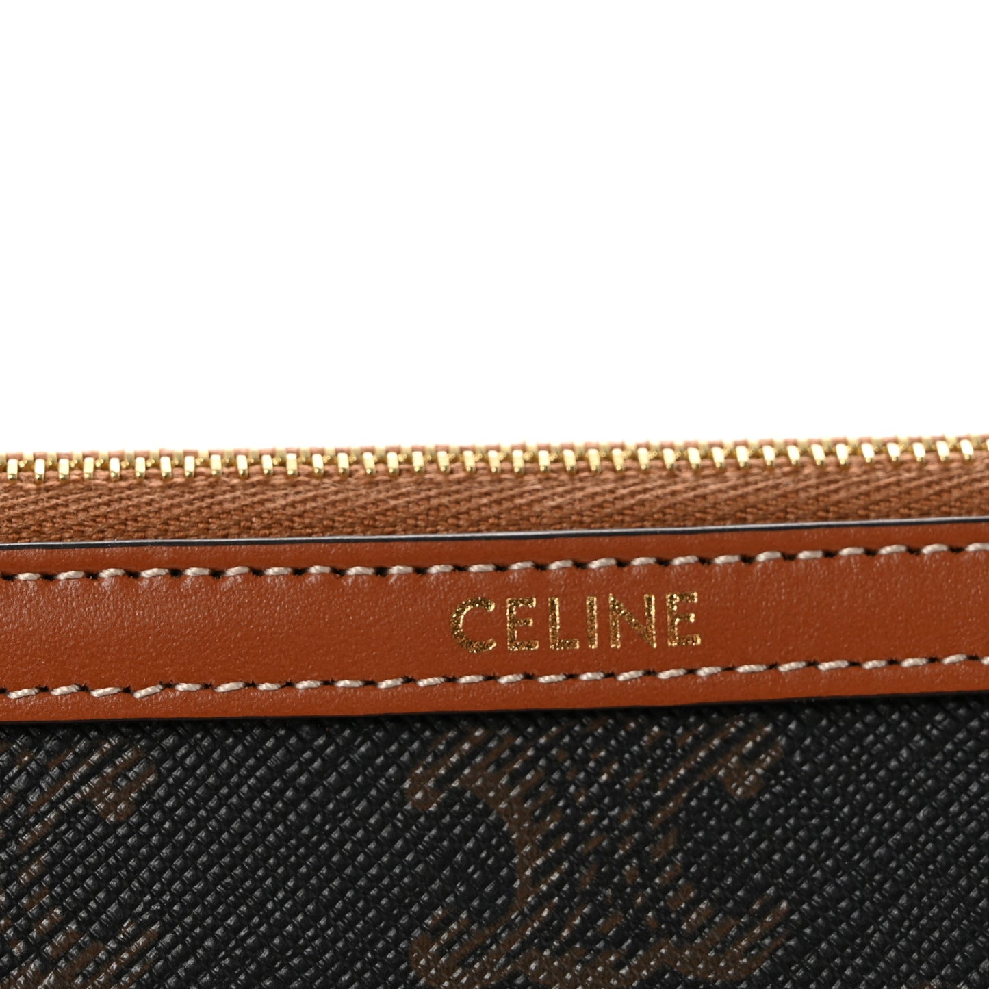 Triomphe Canvas Calfskin Small Pouch With Strap Tan