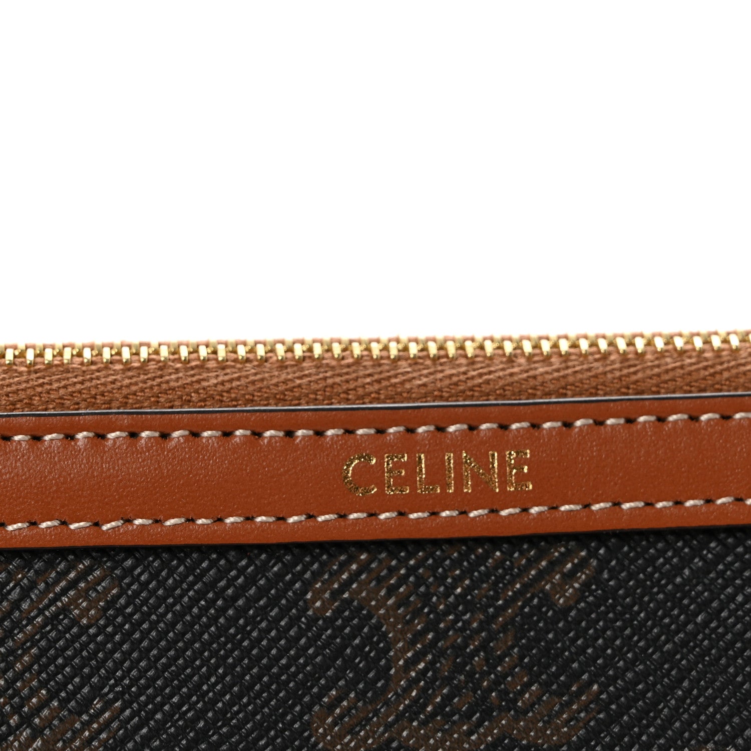 Celine Triomphe Canvas Calfskin Small Pouch With Strap Tan 6 of 9