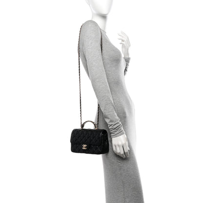 Chanel Lambskin Quilted Mini Crystal Top Handle Rectangular Flap Black 2 of 12