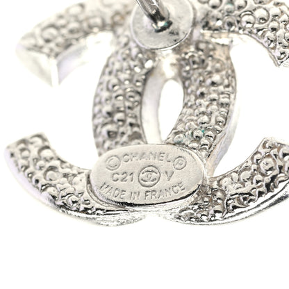 Chanel Crystal Timeless CC Earrings Silver 4 of 5