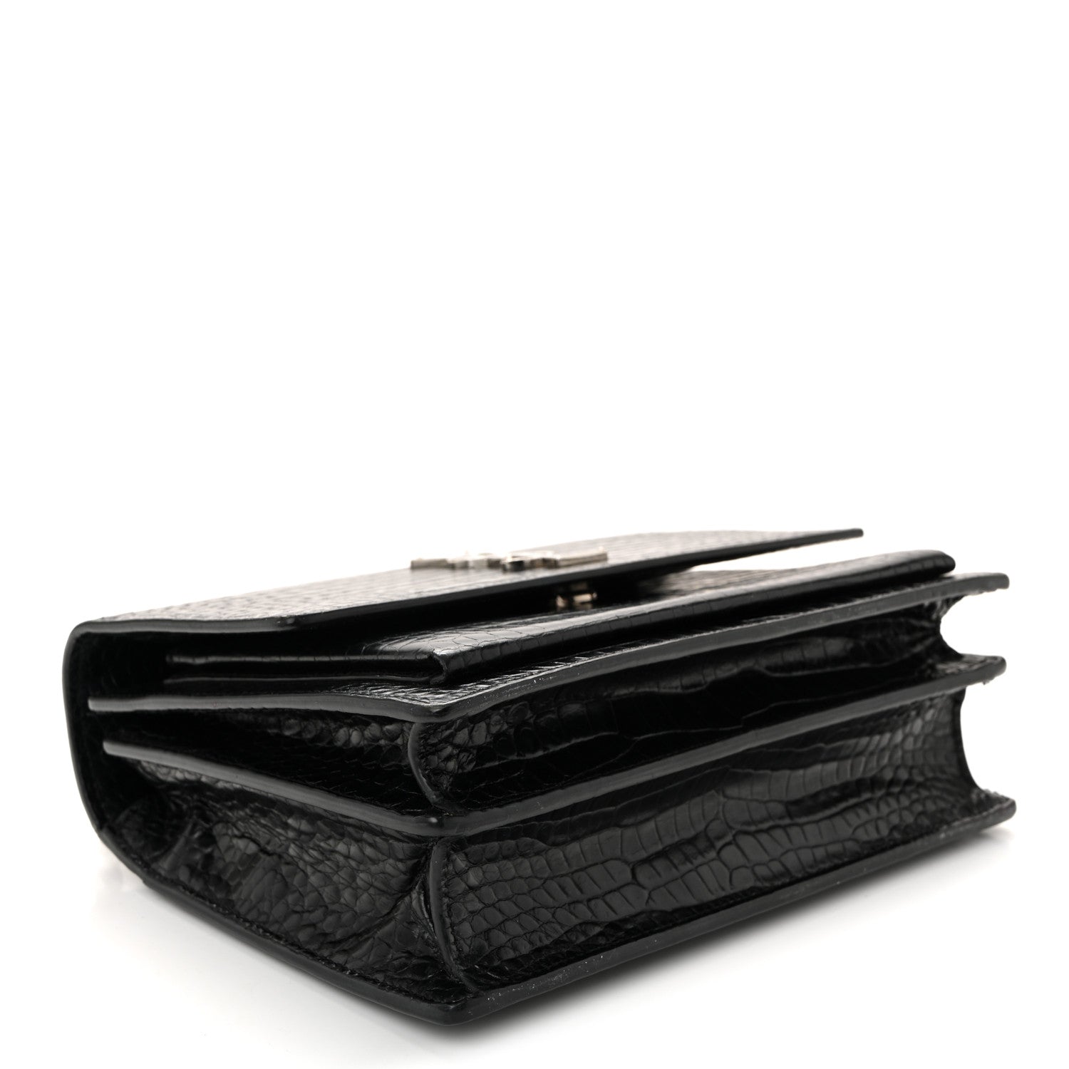 Saint Laurent Calfskin Crocodile Embossed Medium Monogram Sunset Black 4 of 11