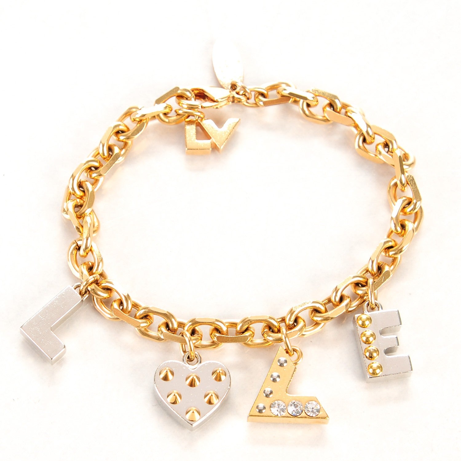 Louis Vuitton Crystal Love Letters Timeless Bracelet Gold 1 of 6