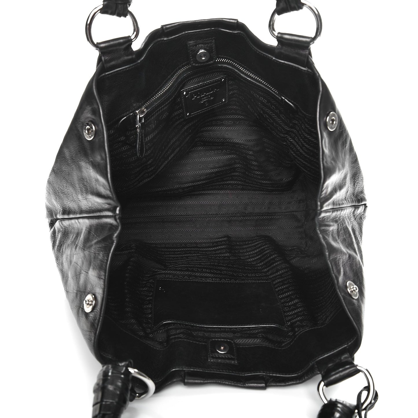 Soft Calf Pleated Shoulder Bag Nero Black