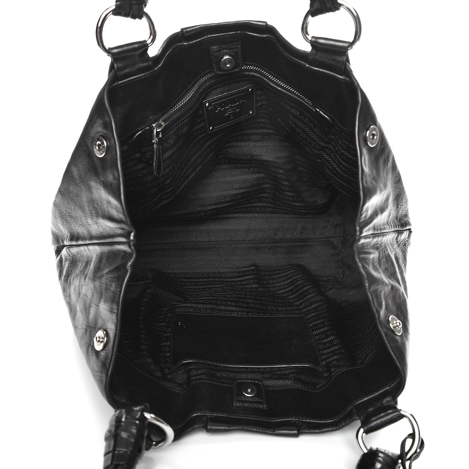 Prada Soft Calf Pleated Shoulder Bag Nero Black 5 of 12
