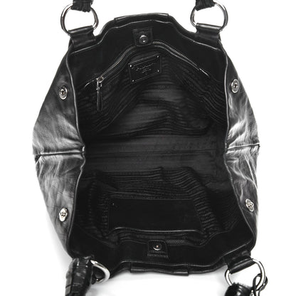 Prada Soft Calf Pleated Shoulder Bag Nero Black 5 of 12