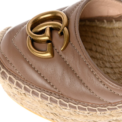 Gucci Nappa Matelasse GG Marmont Ankle Wrap Platform 35/120mm Espadrille Wedges 37 Porcelain Rose 10 of 10