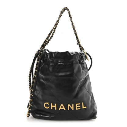 Chanel Shiny Calfskin Quilted Mini Chanel 22 Black 1 of 11