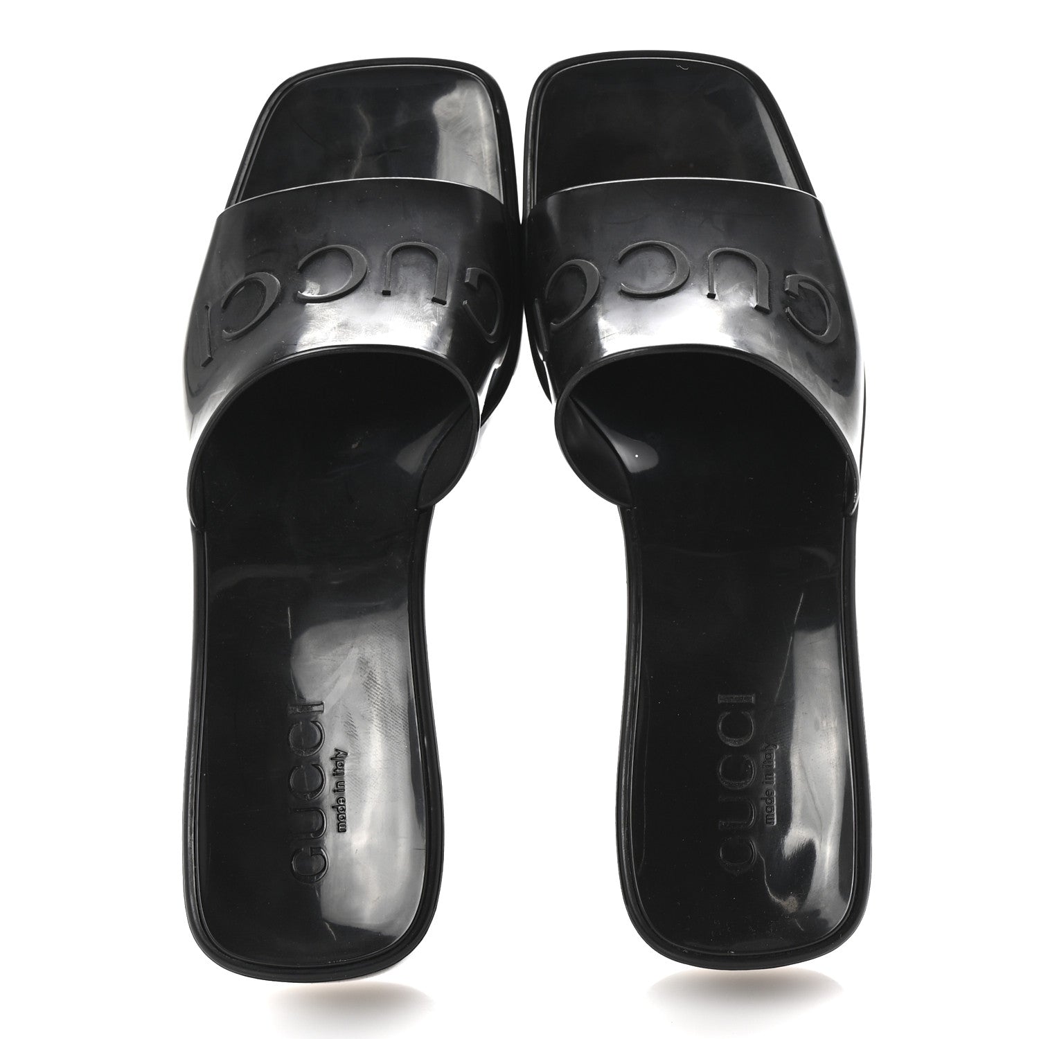 Gucci Rubber Gucci Logo Womens Platform 20/60mm Slide Sandals 37 Black 2 of 9
