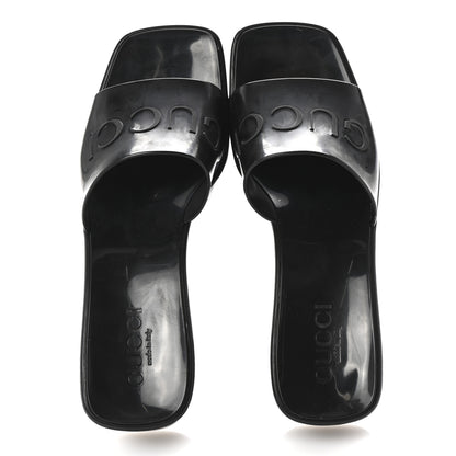 Gucci Rubber Gucci Logo Womens Platform 20/60mm Slide Sandals 37 Black 2 of 9