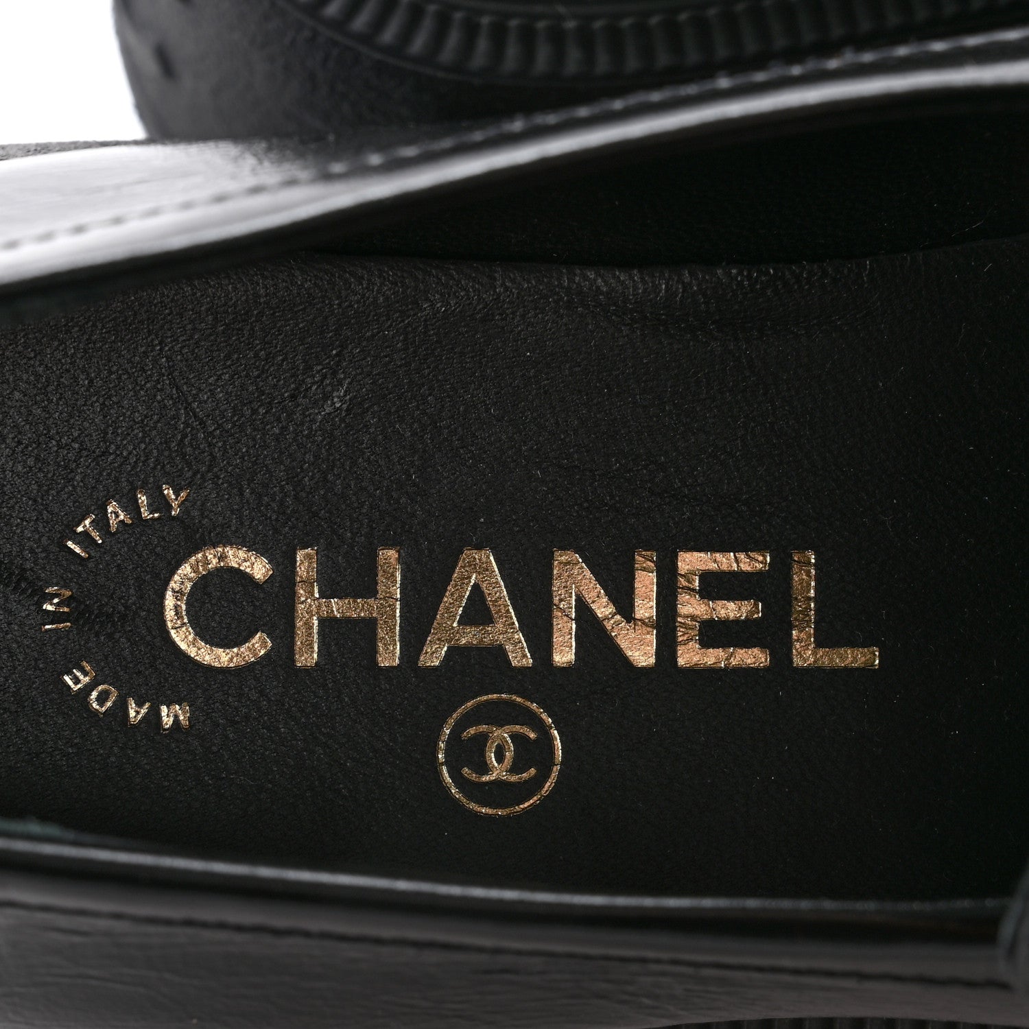 Chanel Shiny Calfskin Logo Loafers 36.5 Black 7 of 11
