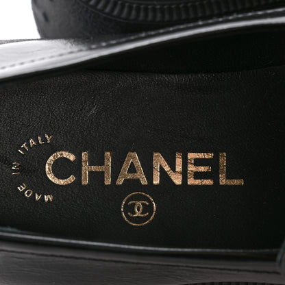 Chanel Shiny Calfskin Logo Loafers 36.5 Black 7 of 11
