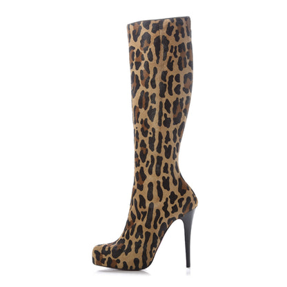 Christian Louboutin Pony Hair Alta Ariella Talon Boots 36.5 Leopard 1 of 7