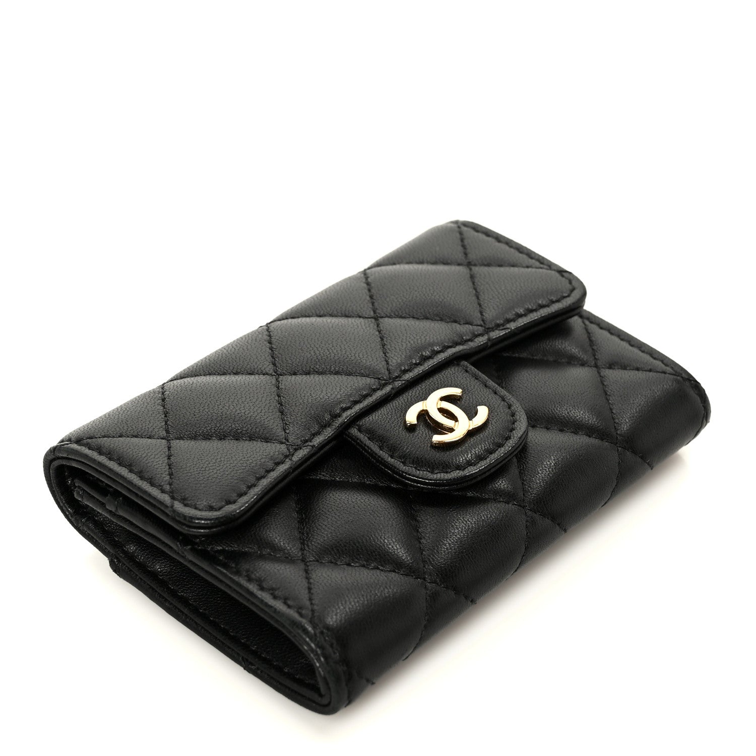 Chanel Lambskin Quilted Flap Card Holder Wallet Black 4 of 10