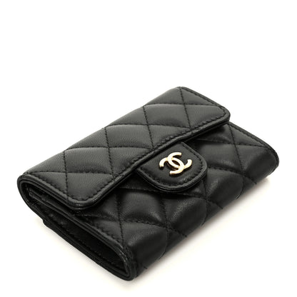 Chanel Lambskin Quilted Flap Card Holder Wallet Black 4 of 10