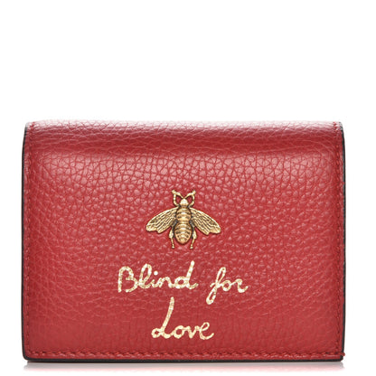 Gucci Pebbled Calfskin Animalier Card Case Red 1 of 7