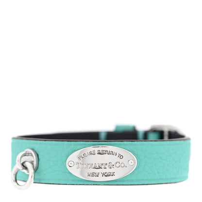 Tiffany Sterling Silver Leather Return to Tiffany Double Wrap Bracelet Blue 1 of 4