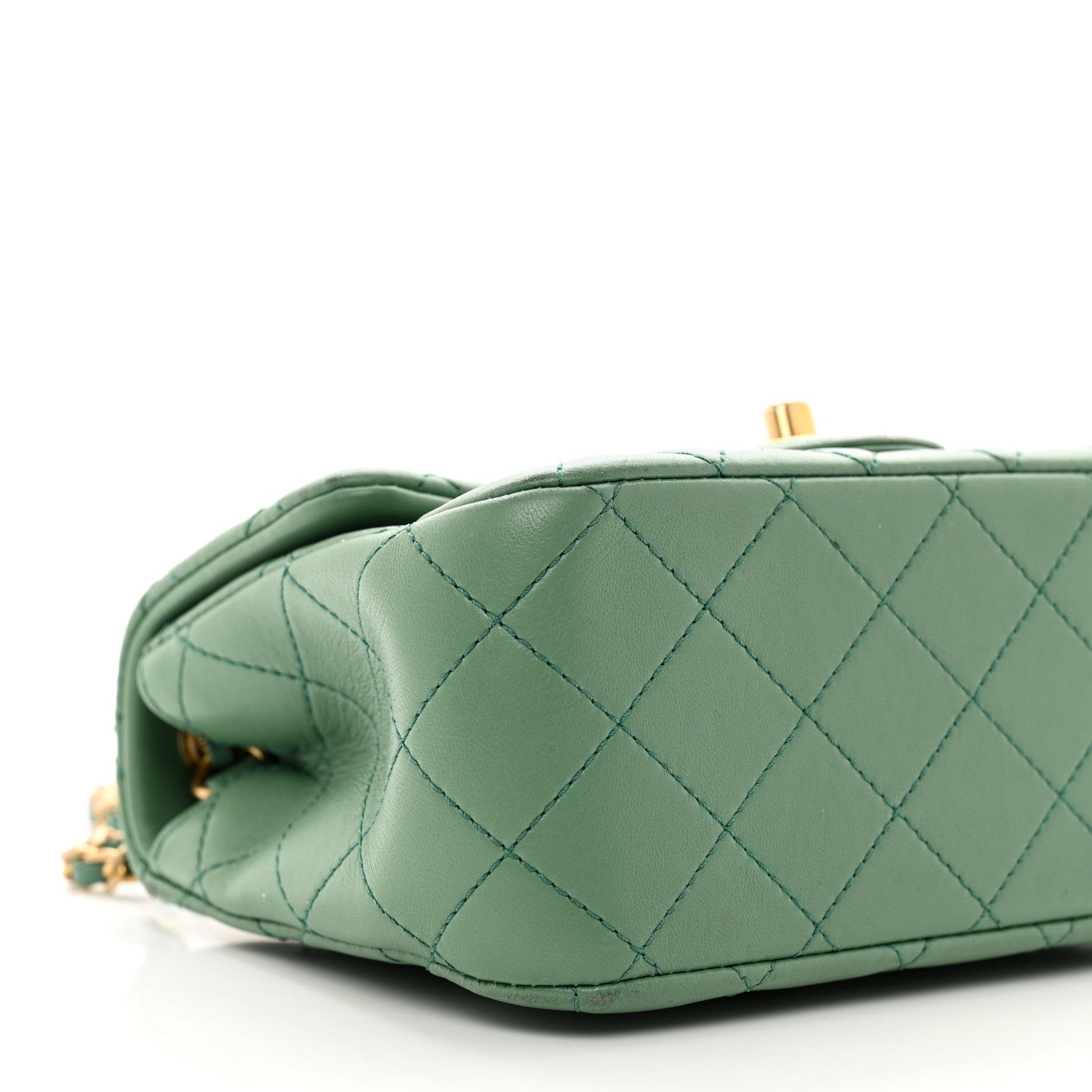 Chanel Lambskin Quilted Mini Pearl Crush Flap Dark Green 8 of 11
