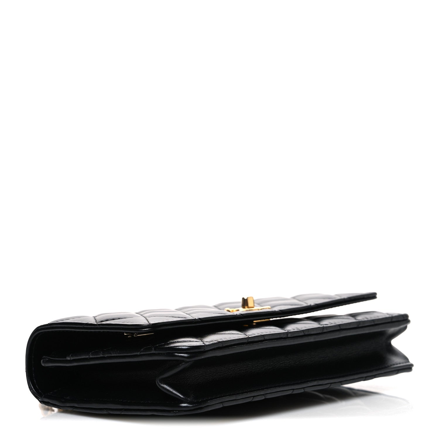 Chanel Shiny Calfskin Quilted Metal Top Handle Wallet On Chain WOC Black 4 of 11