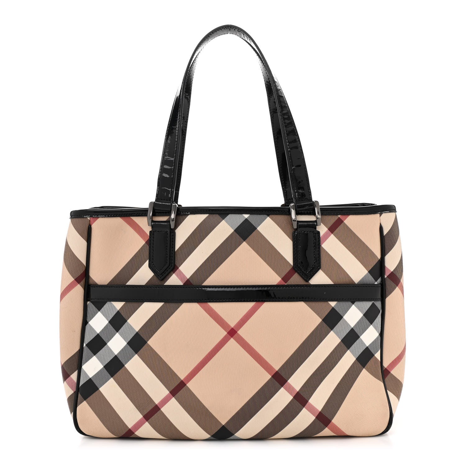Burberry Nova Check Patent Medium Emmy Tote Black 1 of 14