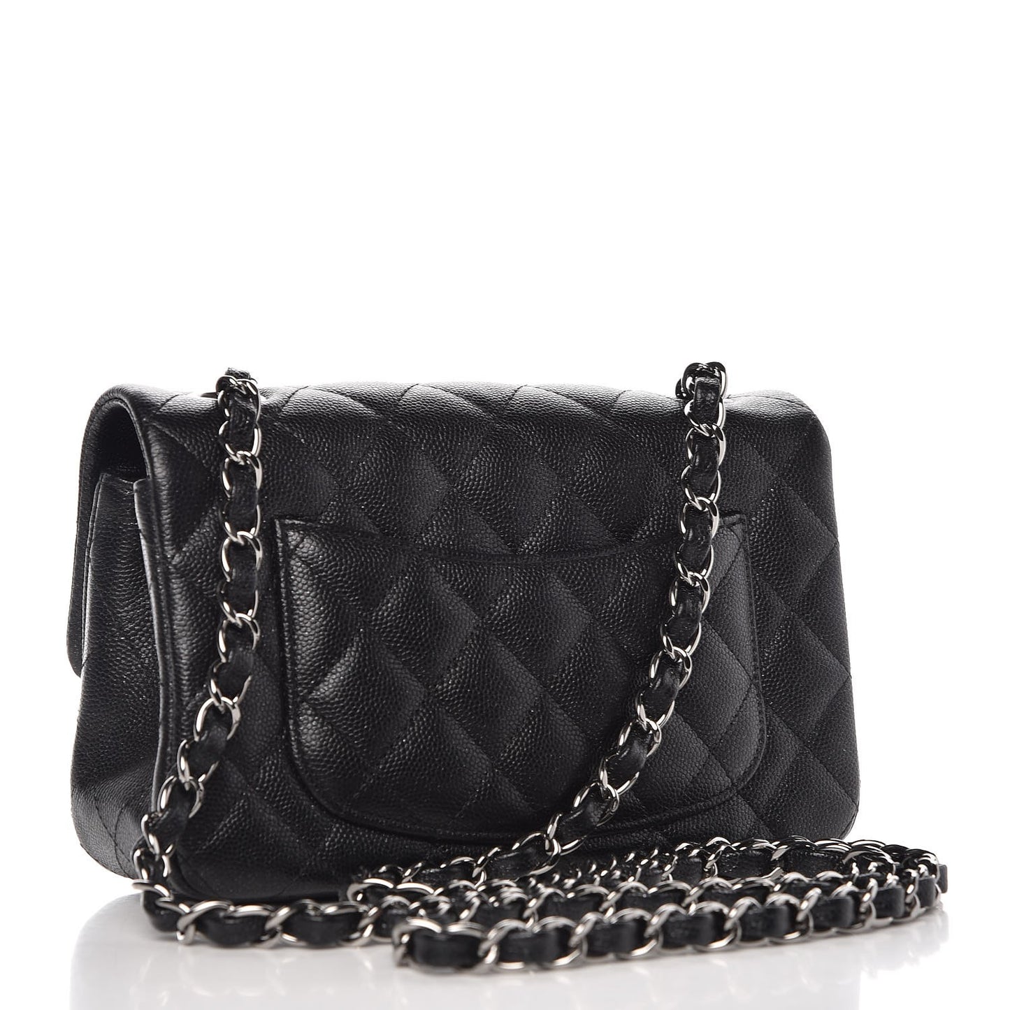Iridescent Caviar Quilted Mini Rectangular Flap Black