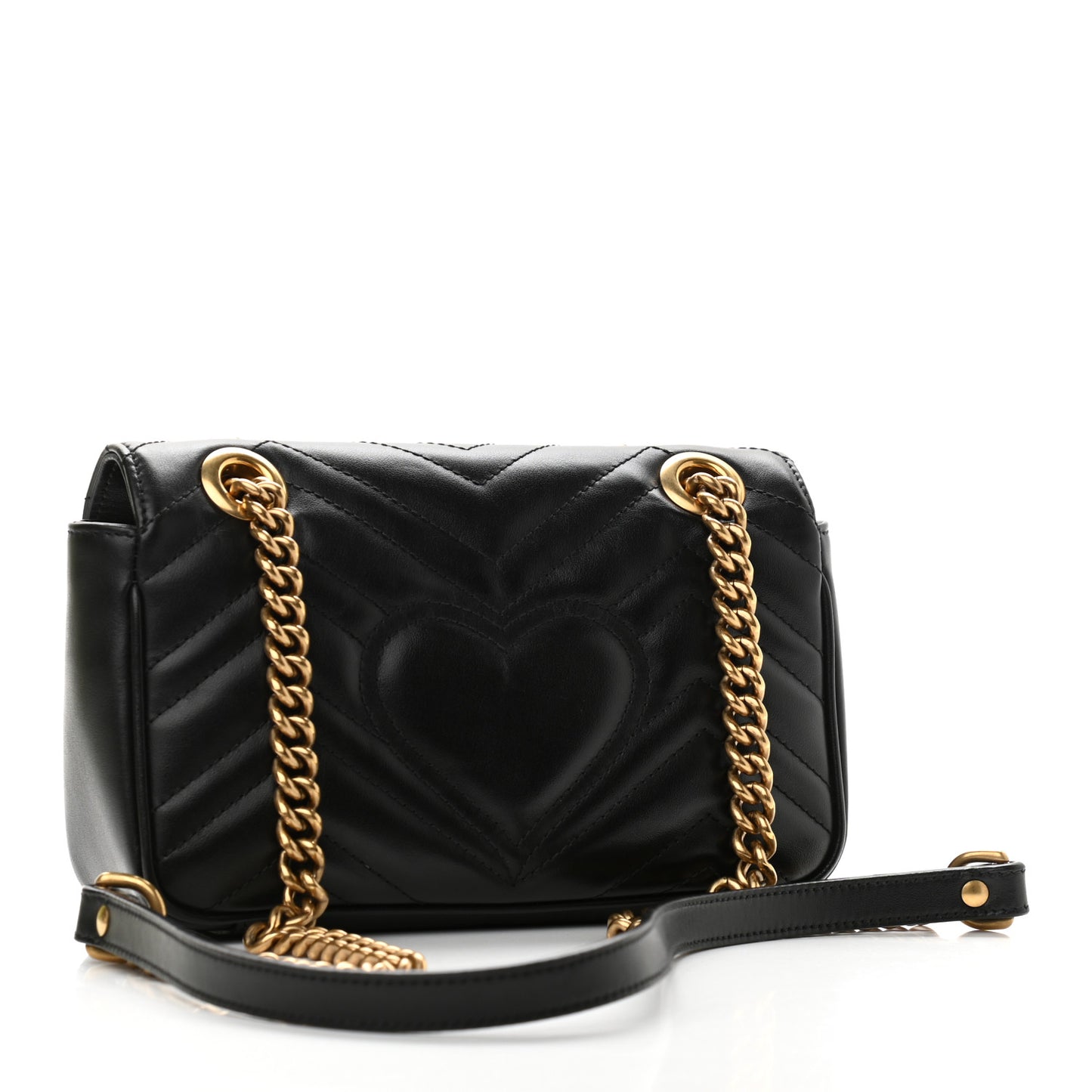 Calfskin Matelasse Mini GG Marmont Shoulder Bag Black
