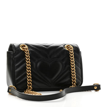 Gucci Calfskin Matelasse Mini GG Marmont Shoulder Bag Black 3 of 11