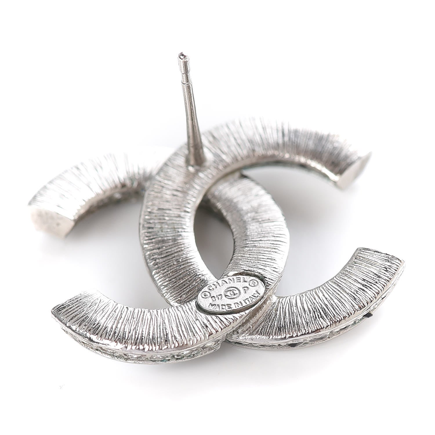 Chanel Crystal CC Earrings Silver Black 4 of 5