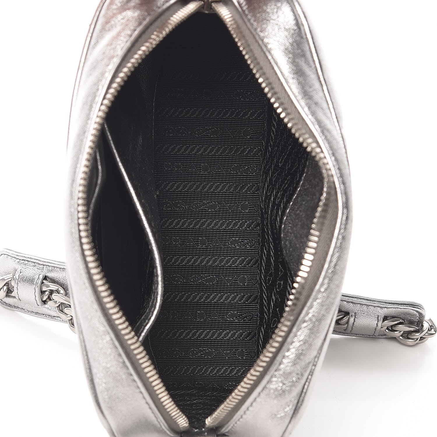 Prada Metallic Nappa Impunture Diagramme Crossbody Cromo 9 of 13