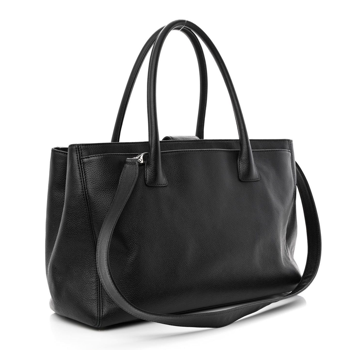 Calfskin Cerf Executive Shopper Tote Black