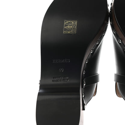 Hermes Calfskin Carlotta Mules 40 Black 6 of 7