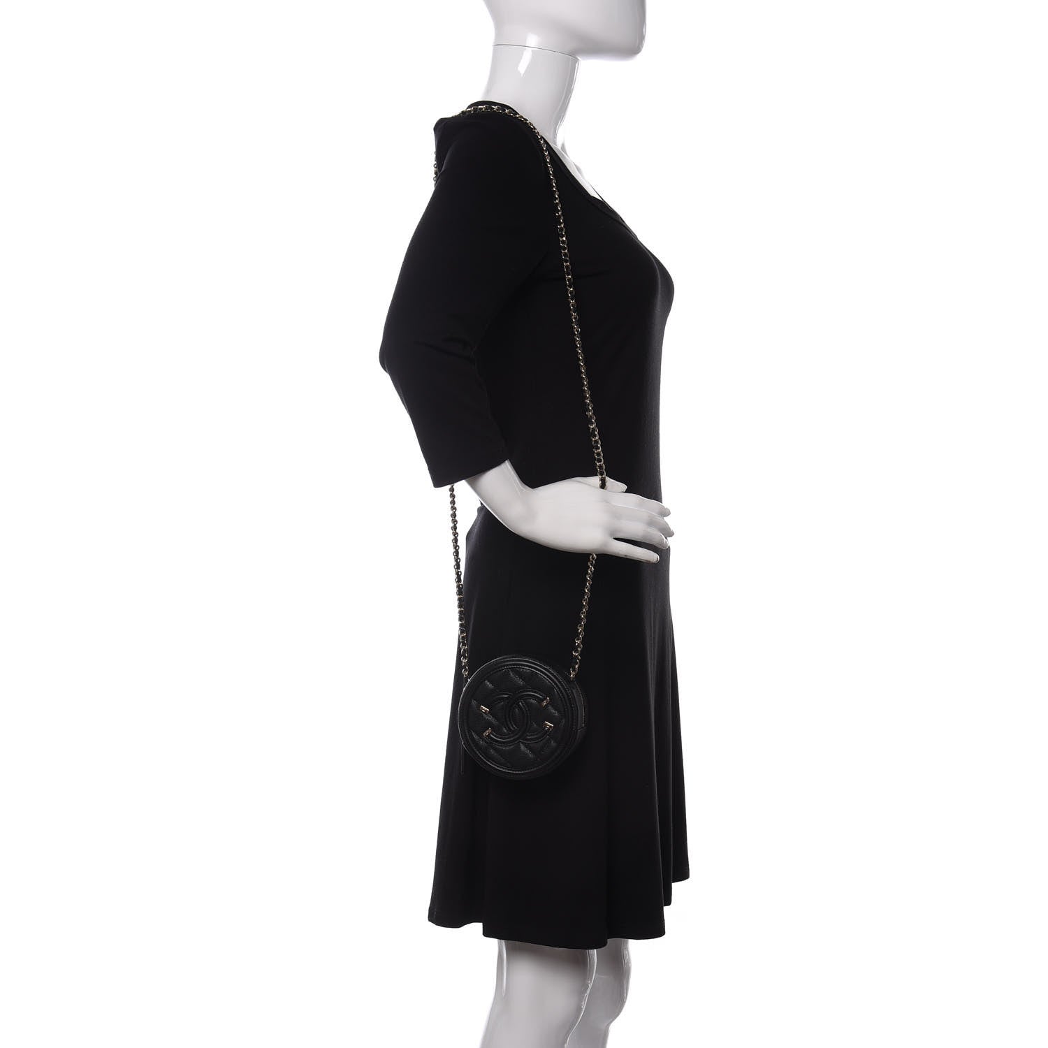 Chanel Caviar Quilted Round Filigree Crossbody Black 2 of 11