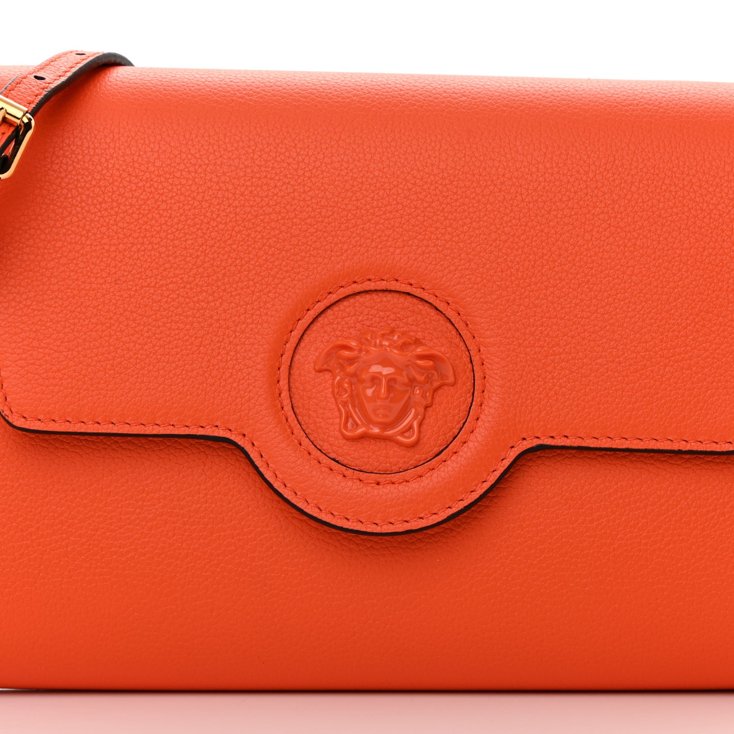 Grained Calfskin La Medusa Crossbody Bag Orange