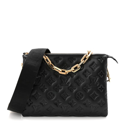 Louis Vuitton Lambskin Embossed Monogram Coussin PM Black 1 of 9