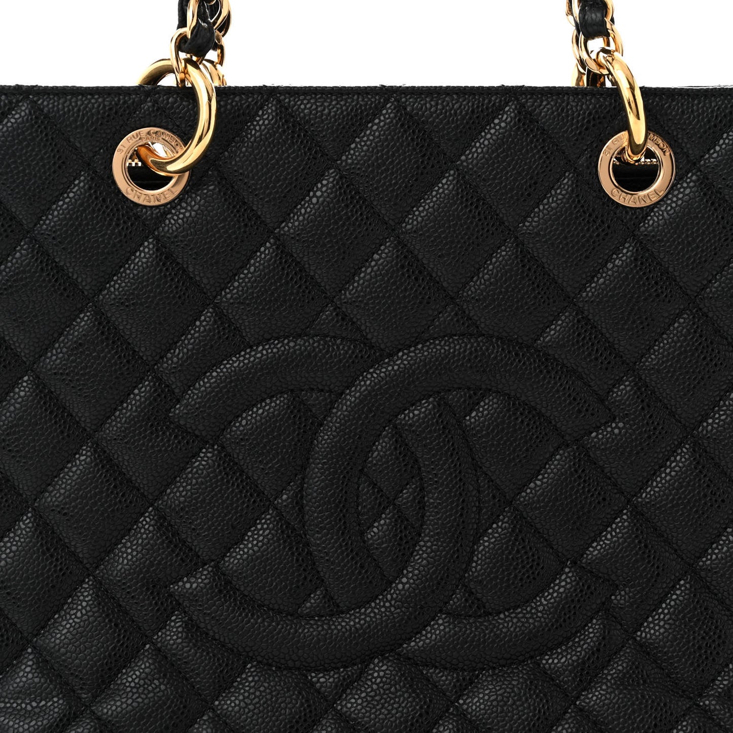 Caviar Quilted Grand Shopping Tote GST Black
