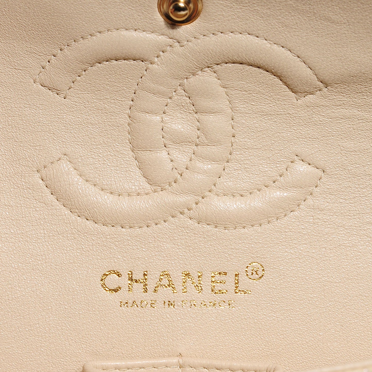 Caviar Quilted Small Double Flap Beige Clair